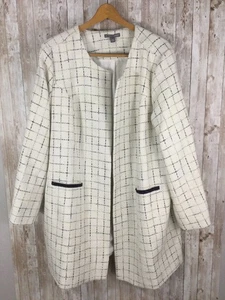 Jessica London Blazer Jacket Longer Cream Open Front Shimmer Size 24W Business - Picture 1 of 8