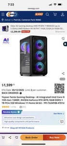 Yeyian Tanto Rtx 4070 Gaming Pc Ai Integrated Intel Core I5 13400f Windows 11 - Picture 1 of 1