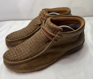 Twisted X Men 10M Chukka Boots Driving Moccasin Tan Bomber Basket Weave Shoes - Picture 1 of 13