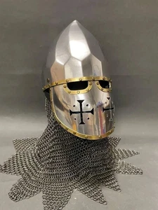 Handmade Medieval Bascinet Helmet Crusader helmet 12th century replica 16 Gauge - Picture 1 of 7