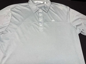 Travis Mathew Mens Button Front Short Sleeve Gray Polyester Polo Shirt 2XL XXL - Picture 1 of 4