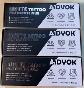 Paquete de 3 vendajes para tatuajes AIDVOK, 6"x 5,46 yardas, cinta impermeable para cubrir la piel nueva en caja - Imagen 1 de 5