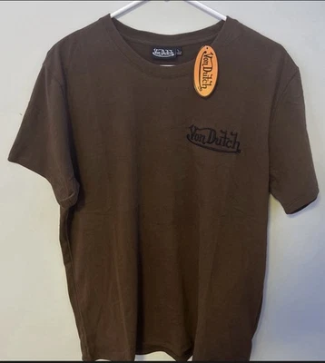 Camiseta Von Dutch Grande Sillín Marrón Bordada Con Logo Negro Nueva Con Etiquetas Foto 1 de 4