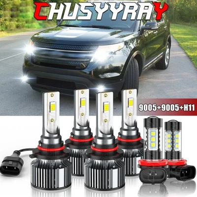 6x Para Ford Explorer 2011-2015 Combo Faros LED Alto/Bajo + Kit de Bombillas Antiniebla Foto 1 de 4