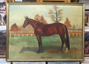 1942 Originalgemälde Peter Manning Zigarrenbox/Etikett Pferd von Grant Kirst - Bild 1 von 7