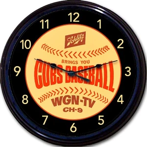 "Chicago Cubs Wrigley Schlitz cerveza montaña rusa reloj de pared béisbol hombre cueva nuevo 10" - Imagen 1 de 1