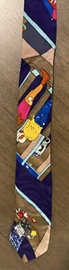 Vintage Nicole Miller Street Vendor Cartoon Mens Tie - Picture 1 of 3