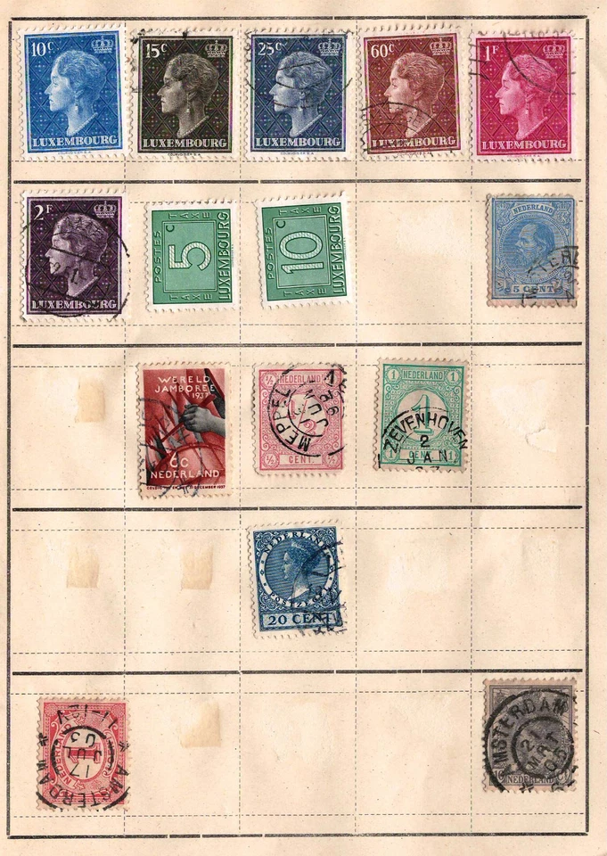 Worldwide NEDERLAND & LUXEMBOURG Very Fine Used Stamps Hinged on List # 102 - Image 1 of 1