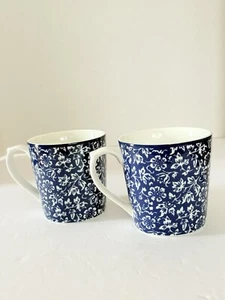 Laura Ashley Coffee Mugs. Two. Blueprint Collectables. Blue & White Floral.  - Picture 1 of 10