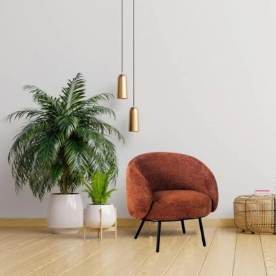 HOM4NISH Tub Chair Accent Armchair Velvet Fabric Modern Barrel Chair Living Room Bedroom