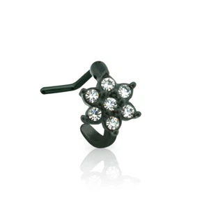 Ion plated surgical steel nose ring Crowler Flower Gem flower design - Picture 1 of 7