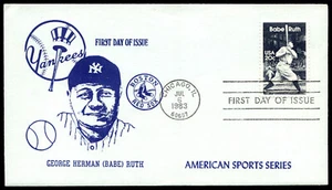 1983 Babe Ruth FDC American Sports Series Yankees & Red Sox Crisman Cachet - Picture 1 of 2