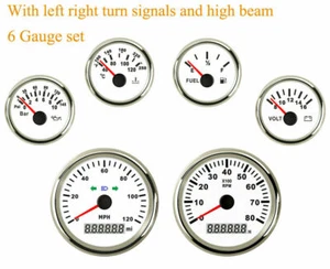 Juego de 6 medidores con transmisores 120 MPH velocímetro velocidad combustible voltaje presión aceite rojo LED - Imagen 1 de 11