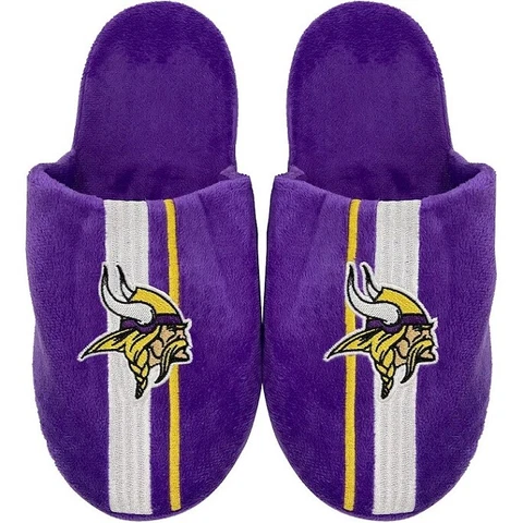 MINNESOTA VIKINGS TEAM STRIPE SLIPPERS - MEN - NFL - FREE SHIP! Cover