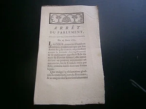  Louis XV  1771 Arrété du parlement  de Dijon concerne les conseil souverains - Picture 1 of 2