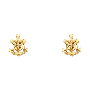 Ioka - 14K Yellow Gold Anchor Post Push Back Earrings - Picture 1 of 2
