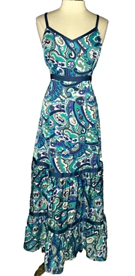 NEW MODCLOTH Size XL Maxi Dress Blue Purple Turquoise Paisley Sleeveless - Image 1 of 4