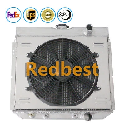 Radiador de alumínio + cobertura + ventilador 3 fileiras para 67-70 Ford Mustang Falcon/63-69 Fairlane Torino - Imagem 1 de 4