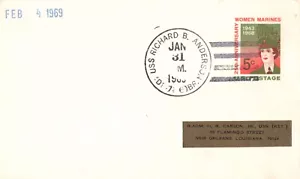 USS Richard B Anderson Naval Cancel R. Adm HR Carson Jr c1969 Postal Card K97 - Bild 1 von 1