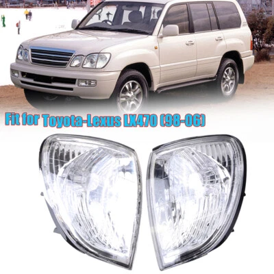 Par de luces de esquina de señal de giro lentes transparentes aptas para Lexus LX470 1998-07 repuesto Foto 1 de 4