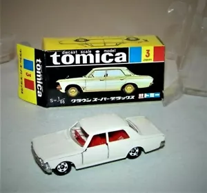 Vintage 3(4)Tomica Tomy 1:65 Diecast Toyota Crown Cream w Red Int.New Box Sleeve - Picture 1 of 7