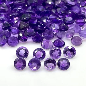 50 Pcs Natural Purple Amethyst 3.5mm Round Cut Loose Untreated Gemstones Lot - Picture 1 of 12