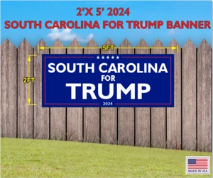TRUMP MAGA 2024 BANNER CAROLINA DEL SUR PARA TRUMP 2 PIES X 5 PIES - Imagen 1 de 1