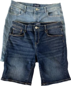 Old Navy Girl’s Bermuda Denim Jean Shorts Medium & Dark Wash Size 16 Lot Of 2 - Picture 1 of 11