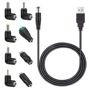 Universal 5V DC Power Cable, USB to DC 5.5x2.1mm Charging Cord Plug with 8 Co...