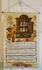 Vintage 1989 Kitchen Linen Calendar Towel Wall Hanging Kitchen Hutch Ingredients - Picture 1 of 4
