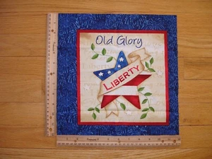 Patriotic Old Glory Liberty Star Cotton Quilt Fabric Block 9 1/2" x 8 3/4" - Picture 1 of 1