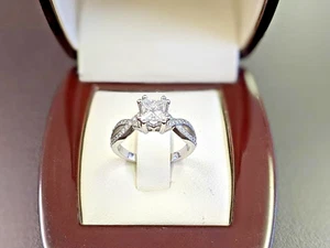 1.50 Ct Princess Cut Diamond Engagement Ring IGI GIA Lab Created 14K White Gold - Picture 1 of 7