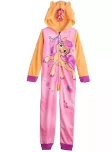 Girls One Piece Pajamas Hooded My Little Pony UnionSuit Fleece Blanket Sleeper-6 - Picture 1 of 6