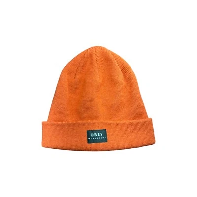 Sombrero de invierno Obey Worldwide parche pequeño gorro puño gorra naranja Foto 1 de 4