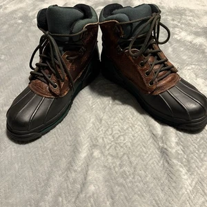 Eddie Bauer Herren Braun/Grün Leder Gummi Thinsulate Schnee Ente Stiefel 8M - Bild 1 von 12