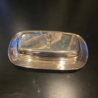 Plato de mantequilla vintage Wm Roger’s plateado con tapa de piña Foto 1 de 4