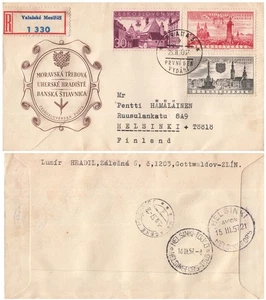 Architecture Culture Towns Cities Letter Czechoslovakia To Finland FDC 1957 - Picture 1 of 3