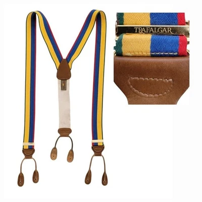 复古 Trafalgar 经典条纹吊带皮革黄色蓝色红色绿色 — 第 1/4 张图片