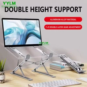 Adjustable Laptop Stand Double Height Support Aluminum Foldable Holder for Desk - Afbeelding 1 van 8