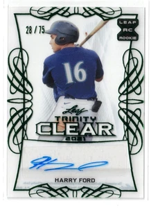 2021 Leaf Trinity Clear GREEN RC AUTO Harry Ford! Mariners! Rookie Autograph /75 - Picture 1 of 2