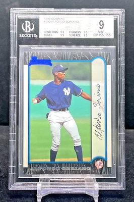Alfonso Soriano novato RC 1999 Bowman BGS 9 como nuevo Yankees #350 Foto 1 de 2