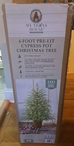 My Texas House Potted 4ft Pre-Lit Twinkle LED Cypress Artificial Christmas Tree - Picture 1 of 2