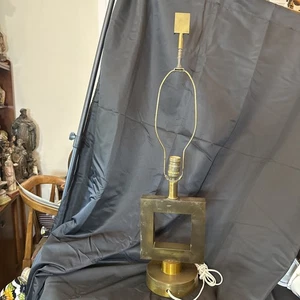 Robert Abbey Design Style Unmarked Vintage 1940s 50s Era Table Lamp Brass Square - Picture 1 of 15