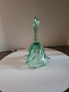 Vintage Fenton Sea Green Draped Paisley Scalloped Edge 7” Bell W/Clapper - Picture 1 of 8