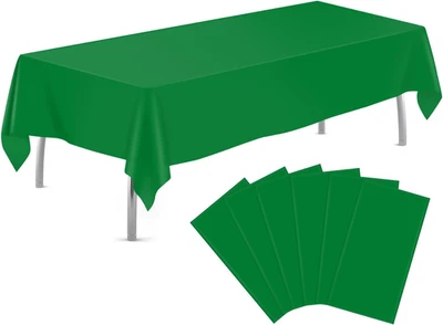 6 manteles plasticos verdes rectangulares 54x108 desechables para fiestas evento - Image 1 of 4