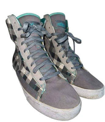 Punkrose Womens High Top Sneakers Sz 10 Gray White Check Style 73204 Punk Grunge - Image 1 of 4