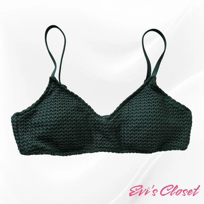 Roupa de banho Aerie verde texturizado colher V biquíni top alça ajustável tamanho G novo com etiquetas - Imagem 1 de 4