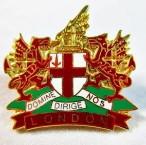 08 Lapel #116 Vintage London DOMINE DIRIGE NOS Crest Coat Of Arms Pin - Foto 1 di 1