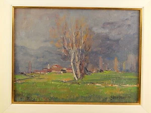 PAESAGGIO DIPINTO OLIO SU CARTONCINO BEPPE CHIAUDANO DINTORNI DI ALMESE 1983 - Imagen 1 de 8