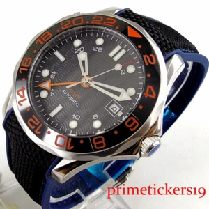 41mm Bliger black Sterile Dial Sapphire Glass GMT Automatic Movement Men's Watch - Picture 1 of 4